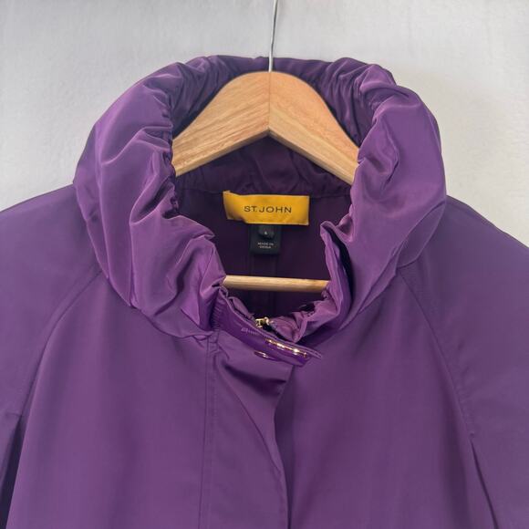 ST. JOHN Women Windbreaker Jacket Full Zip Purple Old Money Gorpcore Size 6 - Picture 3 of 10
